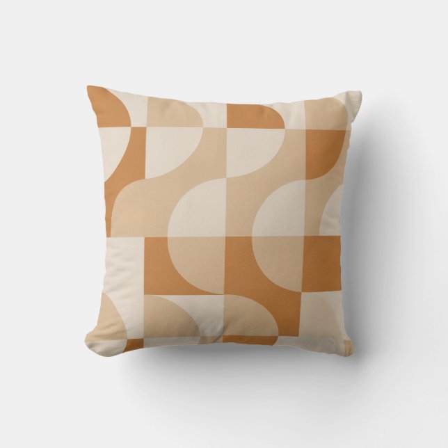Coussin de jet géométrique beige moderne (Recto)