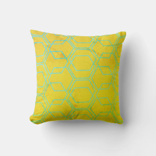 Coussin de jet géométrique jaune et vert aux forme