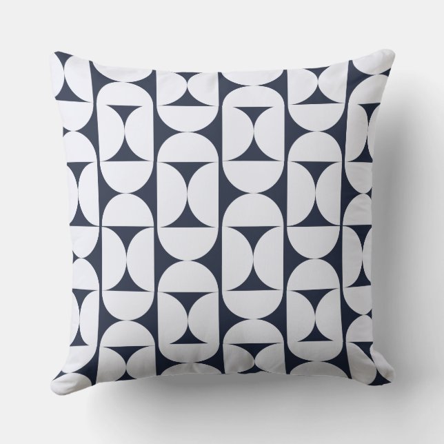  Coussin de jet géométrique Navy moderne (Verso)
