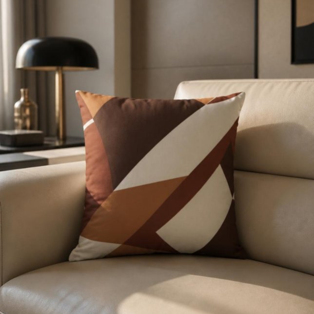 Coussin de jet géométrique rétro marron et orange (Créateur téléchargé)