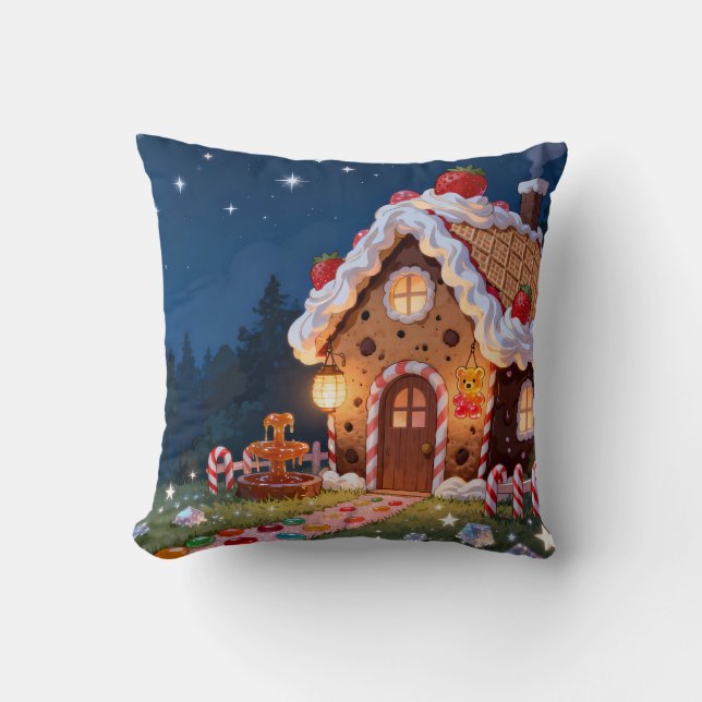 Coussin de jet Gingerbread House Night (Recto)