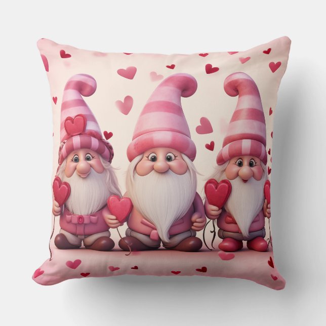 Coussin de jet gnome de la Saint-Valentin mignon (Recto)