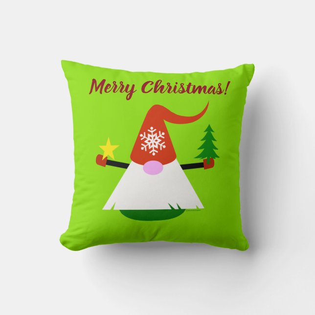 Coussin de jet gnome de Noël (Recto)