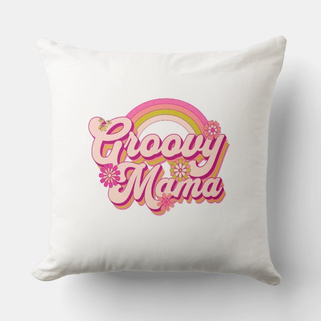 Coussin de jet Groovy Mama Rétro Floral Aesthetic  (Recto)