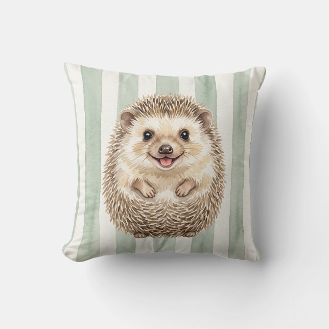 Coussin de jet hérisson aquarelle (Recto)