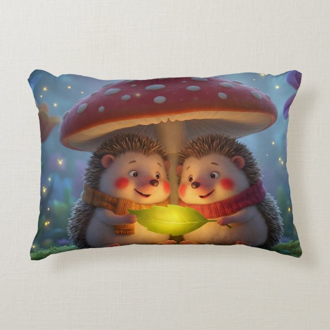 Coussin de jet hérisson mignon champignon (Devant)