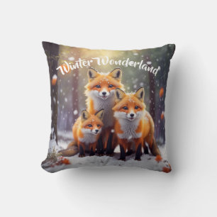 Coussin de jet hivernal merveilleux renards souria