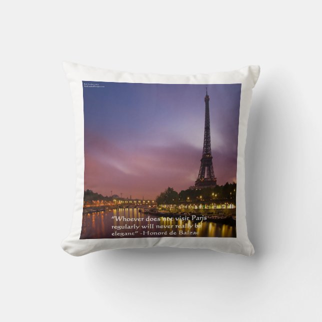 Coussin de jet Hon. de Balzac Paris Élégance Citat (Recto)