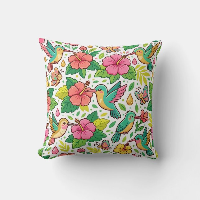 Coussin de jet Hummingbird Flower Garden (Recto)