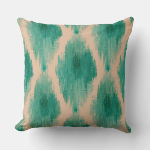  Coussin de jet Ikat sarcelle et argile moderne   