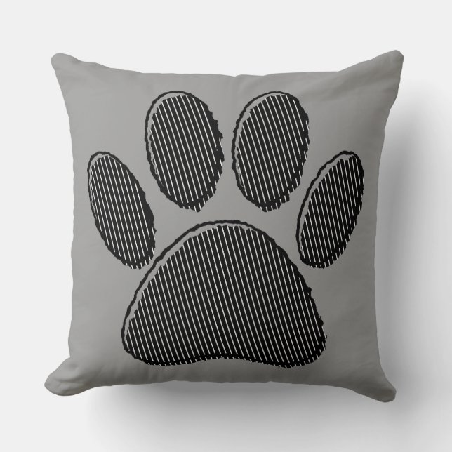 Coussin de jet imprimé empreinte de patte de chiot (Recto)