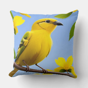 🐦 Coussin de jet jaune oiseau housse décoration d