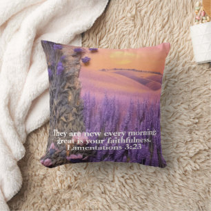 Coussin de jet lavande Lamentations 3:23