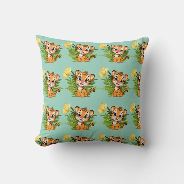  Coussin de jet Little Tiger & Butterfly (Recto)