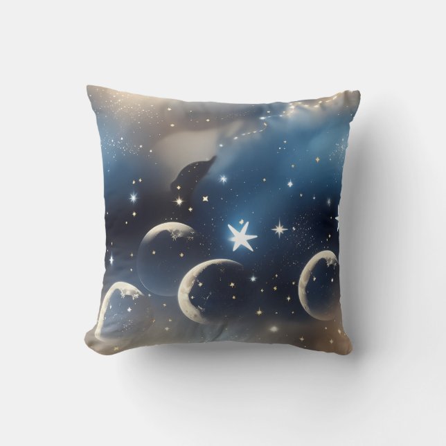 Coussin de Jet - Lune Céleste Bleu Poussiéreux (Recto)