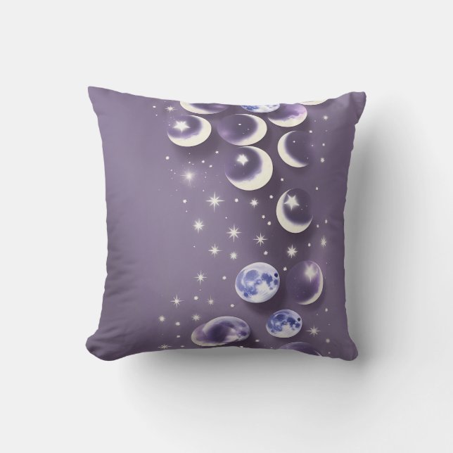 Coussin de jet - Lune céleste lavande (Recto)