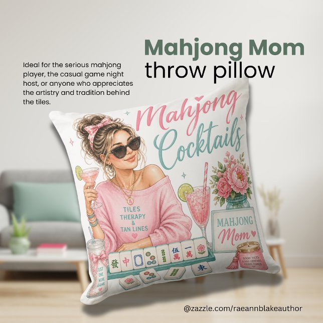 Coussin de jet Mahjong Maman Cocktails & Tuiles Ca (Créateur téléchargé)