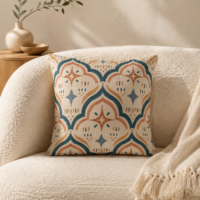 Coussin de jet marocain boho en terre cuite et sar (Créateur téléchargé)