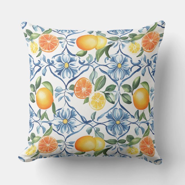 Coussin de jet méditerranéen au citron et à l'oran (Recto)