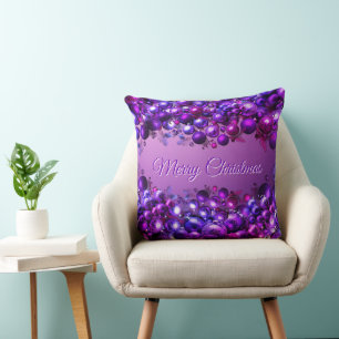 Coussin de jet Merry Christmas en violet royal déc