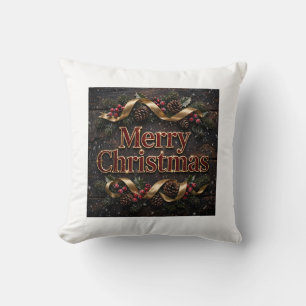 Coussin de jet Merry Christmas Rouge & Or