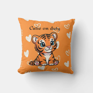 Coussin de jet « Mignon en service » | Bébé tigre