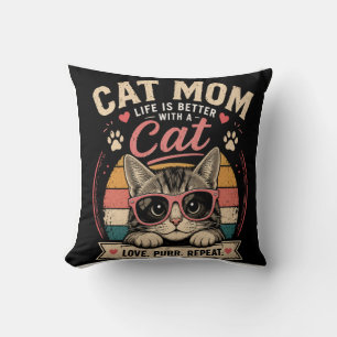 Coussin de jet mignon pour maman de chat - La vie