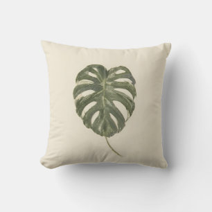 Coussin de jet minimaliste à motif de feuilles de 