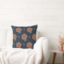 Coussin de jet minimaliste aux fleurs de terre cui