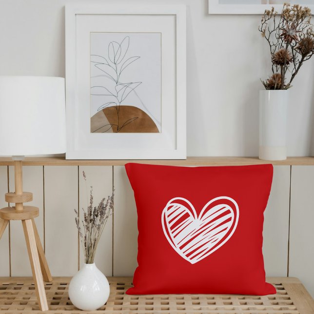 Coussin de jet minimaliste cœur rouge (Créateur téléchargé)