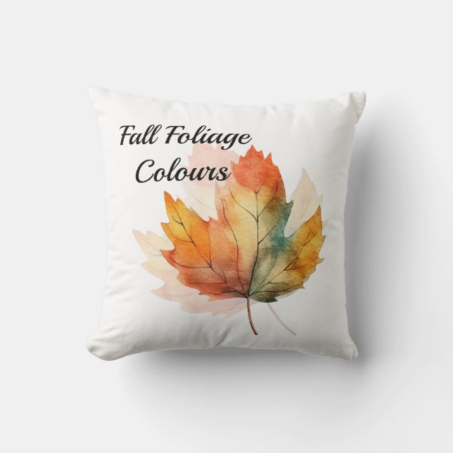 Coussin de jet moderne feuille d'automne aquarelle (Recto)