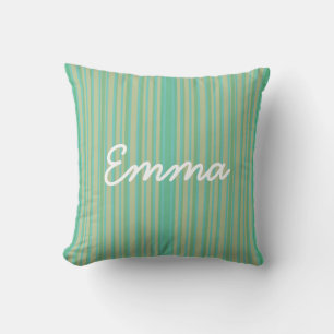 Coussin de jet moderne vert jade rayé