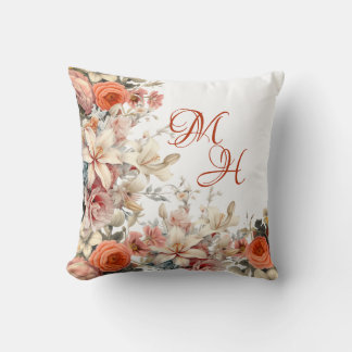 Coussin de jet Monogram English Garden Vintage Flo