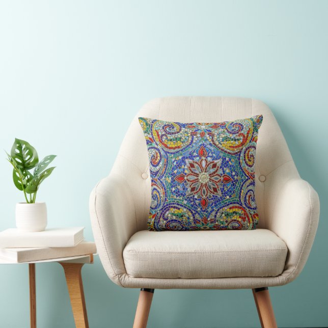 Coussin de jet mosaïque coloré moderne –  (Chaise)
