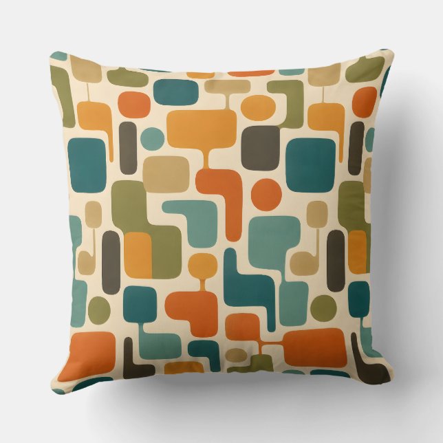 Coussin de jet mosaïque rétro mod (Verso)