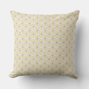 Coussin de jet motif botanique Narcisse jaune enjo