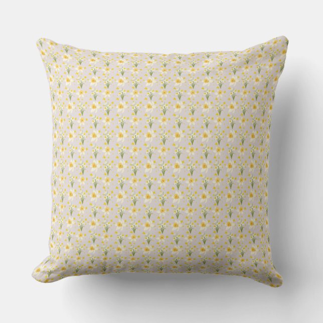 Coussin de jet motif botanique Narcisse jaune enjo (Recto)