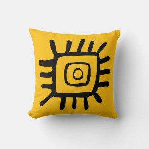 Coussin de jet motif tribal orange vif