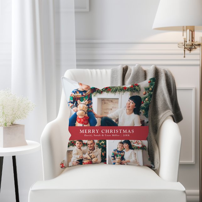 Coussin de jet Noël Photo (Christmas Photo Throw Pillow
)