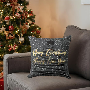 Coussin de jet noir scintillant