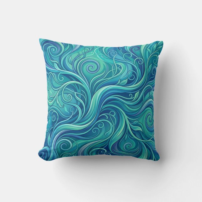 Coussin de jet Ocean Blue Vine Tendril (Recto)