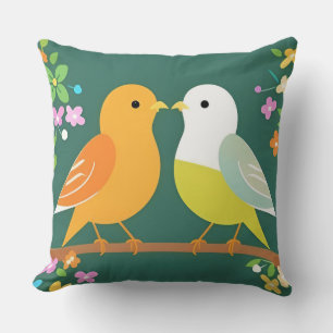 🌿 Coussin de jet oiseau joueur de style cartoon n