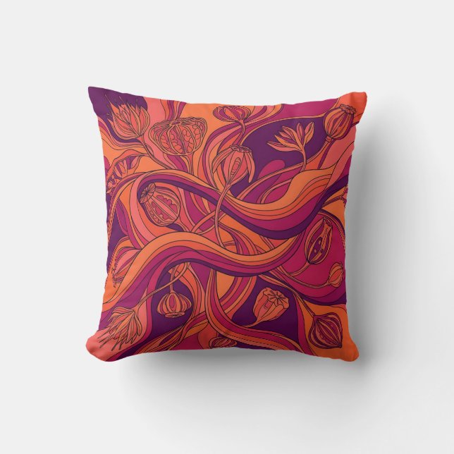Coussin de jet Orange Sunset – Cosse de graines (Recto)