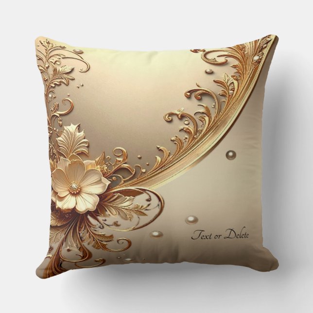 Coussin de jet orné floral doré (Verso)