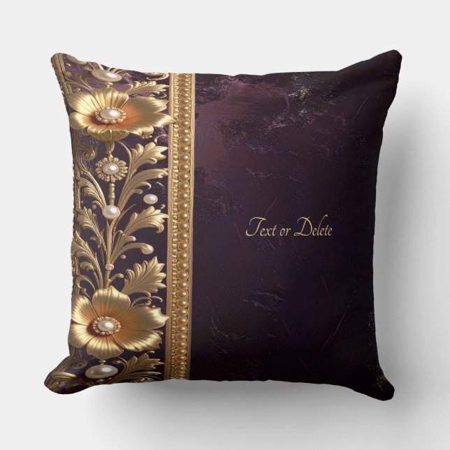Coussin de jet ornement floral doré (Recto)