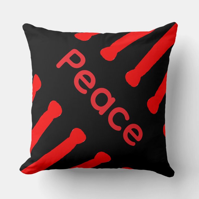 Coussin de jet Paix Rouge Noir (Recto)
