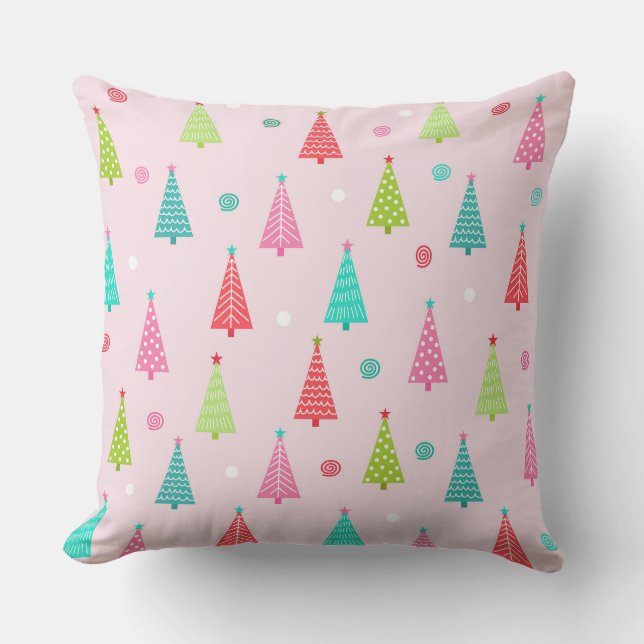 Coussin de jet Pastel en forme de sapin de Noël  (Recto)
