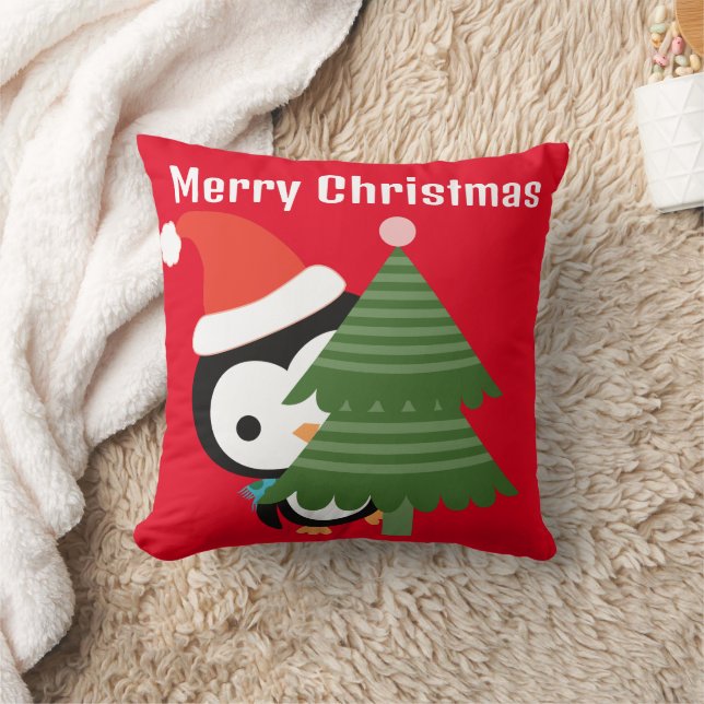 Coussin de jet personnalisé pingouin de Noël migno (Couverture)
