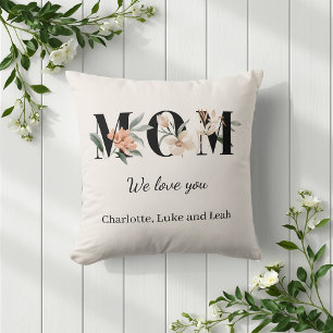 Coussin de jet personnalisé pour maman avec fleurs