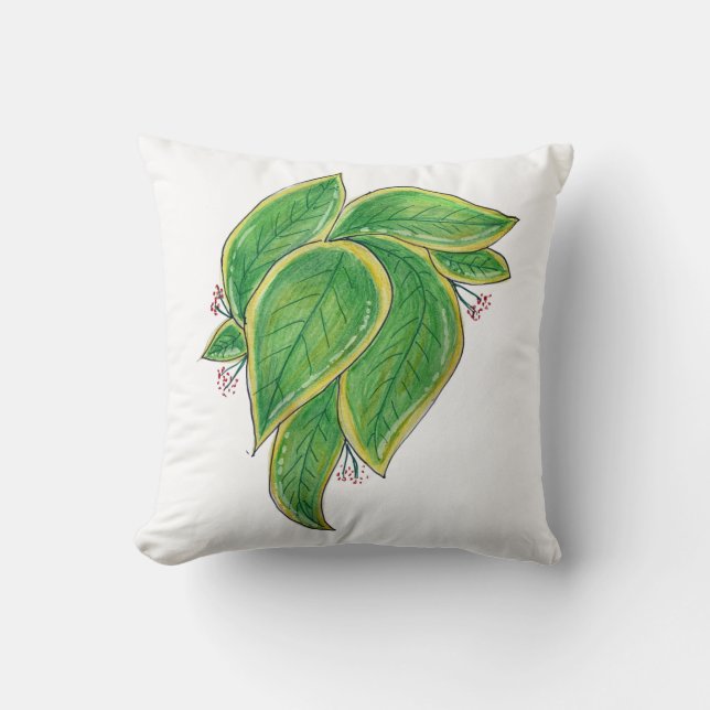 Coussin de jet plante motif artistique feuillu (Recto)